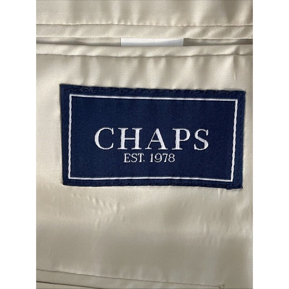 CHAPS 48R Basket weave Cream Sport Coat Poly Viscose Men Blazer 2 Button Jacket - Picture 15 of 16